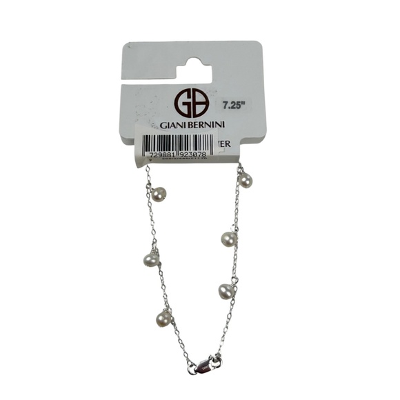 Giani Bernini Womens Sterling Silver Pearl Drop Chain Metal Design Bracelet - Picture 1 of 5